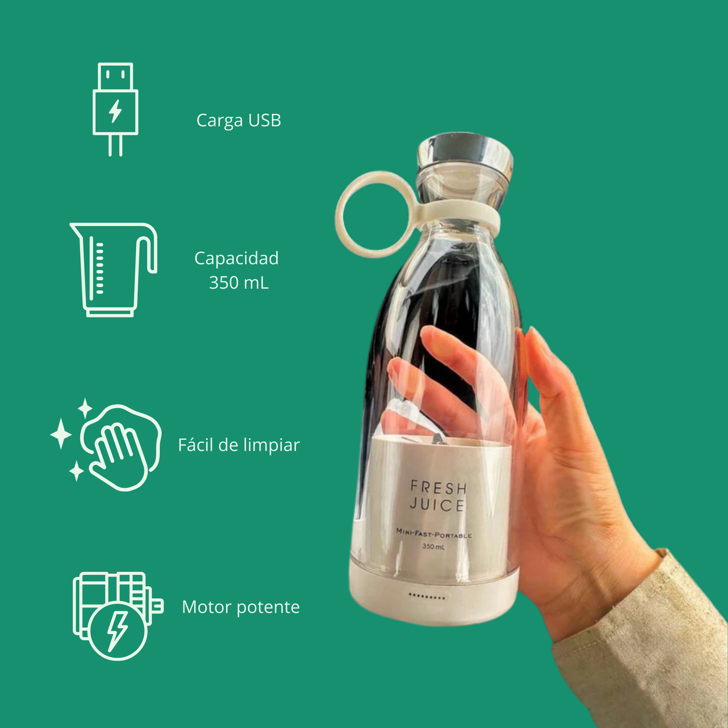 Licuadora Portátil Fresh Juice 350ml ¡Tu smoothie en 30 segundos, estés donde estés!